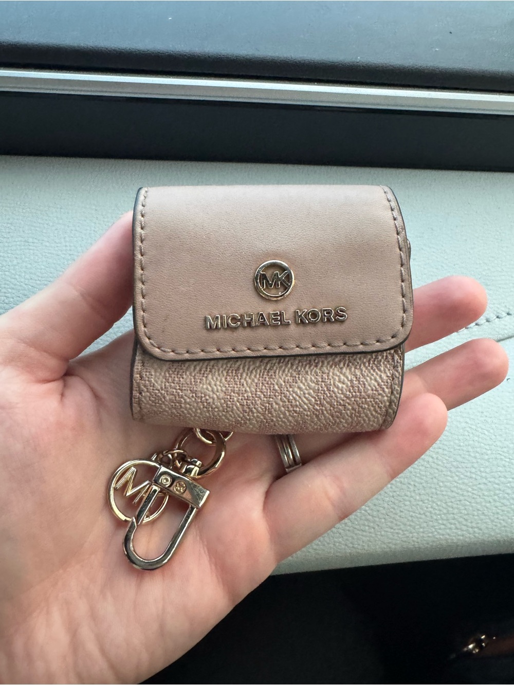 Michael Kors Blush Leather Headphone case with Gold Hardware